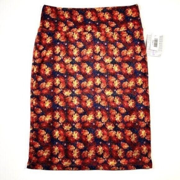 LuLaRoe CASSIE Pencil Skirt Navy Watercolor Roses Large L NWT HTF LLR Unicorn - Picture 1 of 6